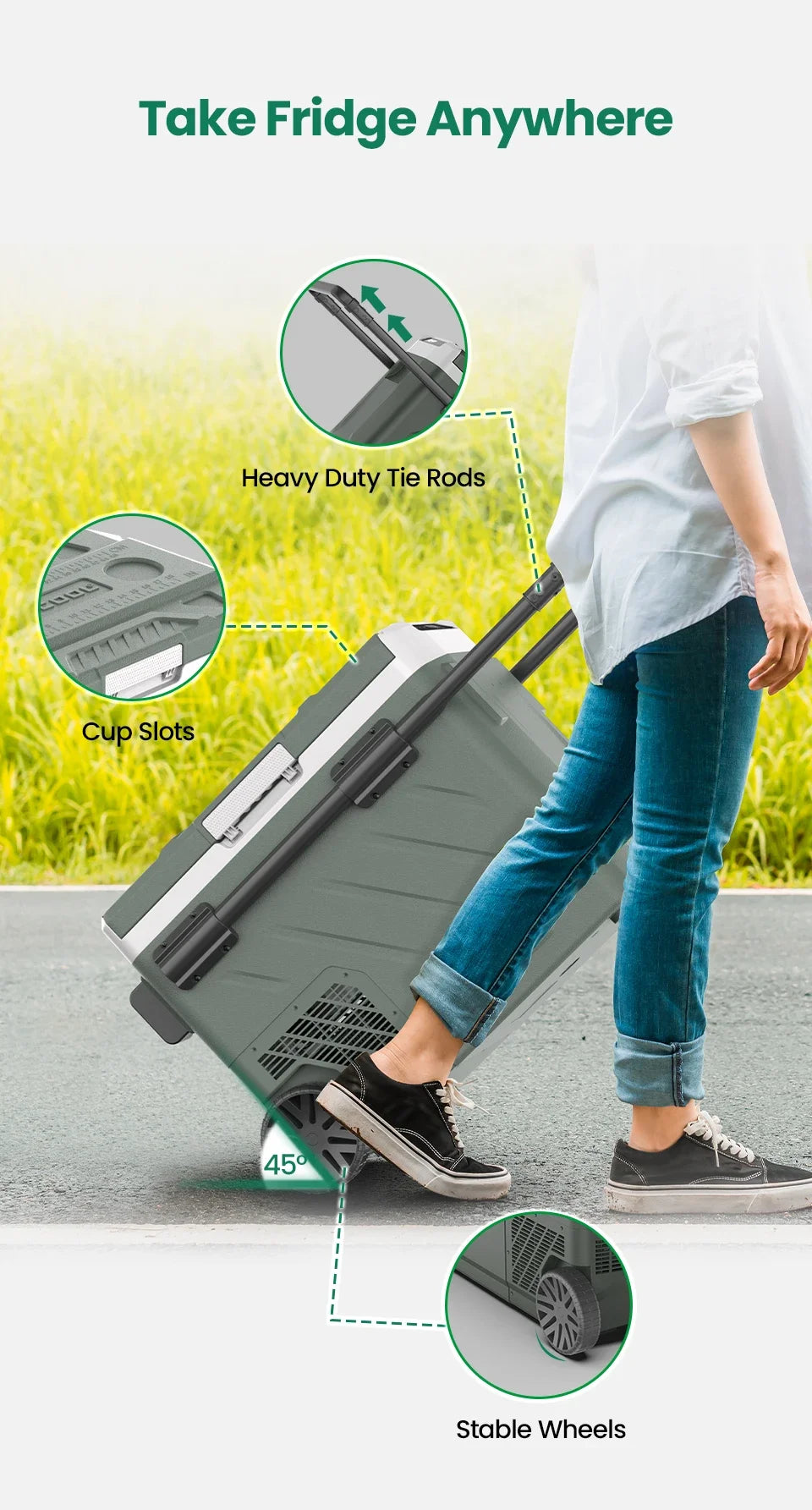 Réfrigérateur/congélateur portable à compresseur Elite 40L 50L 60L pour voiture 12/24V DC 100-240V AC Mini réfrigérateur pour camping, barbecue, ultime