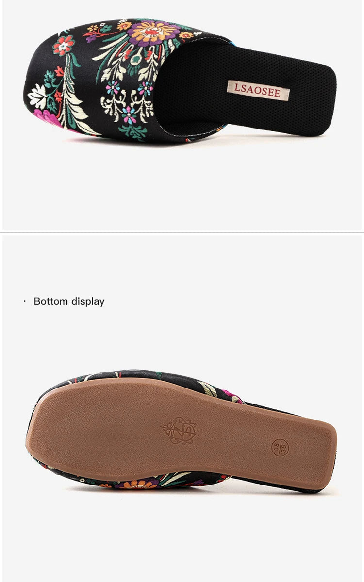 Spring and summer new Chinese embroidered slippers high-end light luxury classic beef tendon bottom home floor drag women