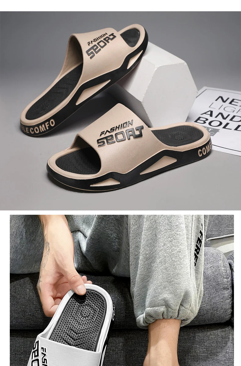Fashion&Sports Herren Sommerslipper Rutschfeste PVC-Robuste Hausschuhe Outdoor-Strand-Flip-Flops für Herren Bequeme Hausschuhe