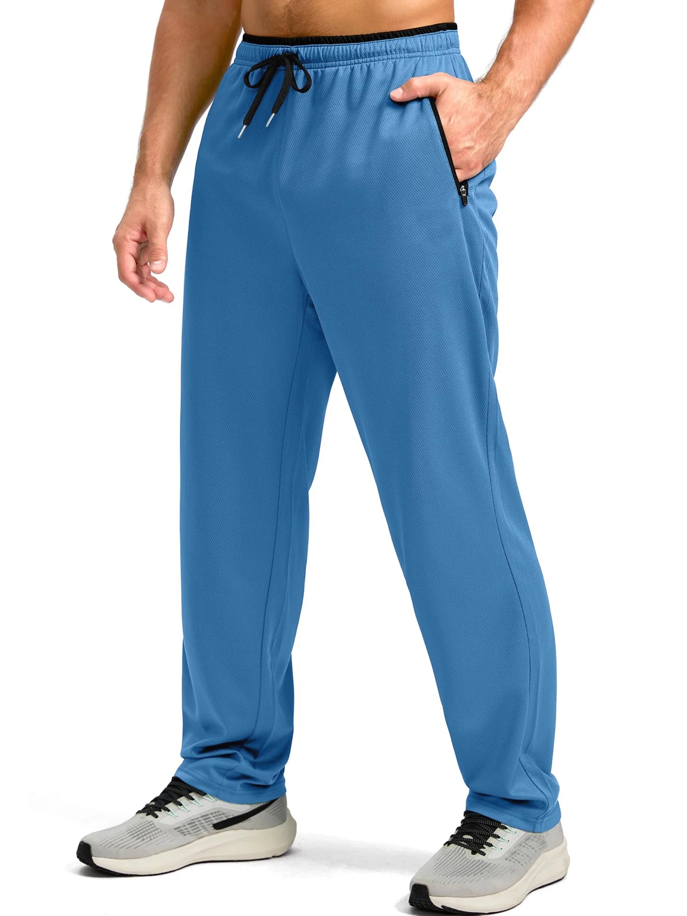 Pantalon de sport léger, respirant et à séchage rapide pour homme, avec taille élastique et poches zippées, idéal pour la gym, les loisirs, la course et la randonnée