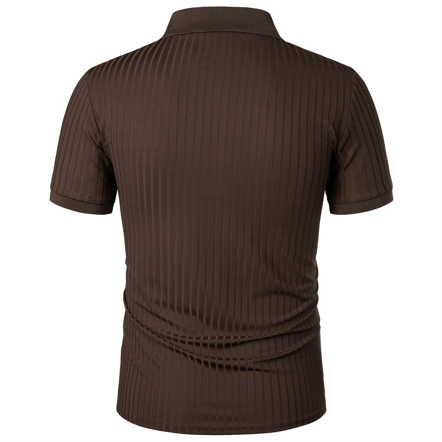 Herren Lauf-Sport-Fitnessbekleidung Sommer hochelastisches, vertikales Kurzarm-Polo-Shirt schlankes Strick-Basis-Shirt