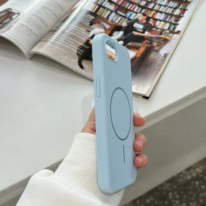 Coque Officielle en Silicone Liquide 16E Magsafe pour iPhone 16E SE4 2025 Magnétique Protection Souple Mat Antichoc Bonbon Housse