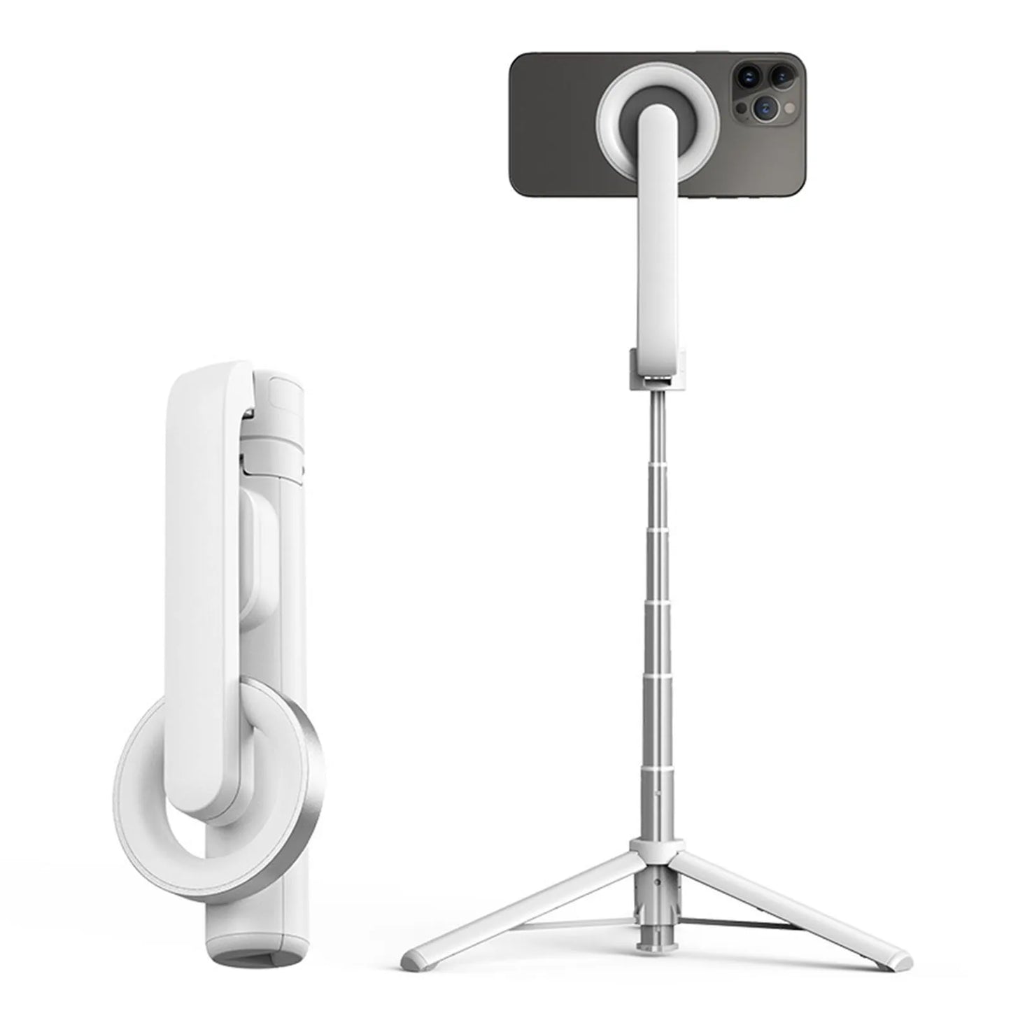 Tragbares magnetisches Selfie-Stick-Stativ für Magsafe iPhone 14 13 12 Handheld Stabilizer Stange mit Fernbedienung für Samsung