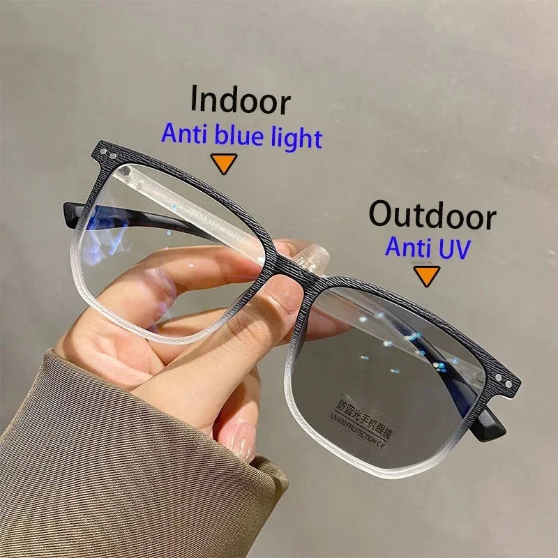 Modedesign photochrome Myopiebrillen für Herren Damen Luxus Anti-Blaulicht-Brillen Unisex Augenschutzbrillen