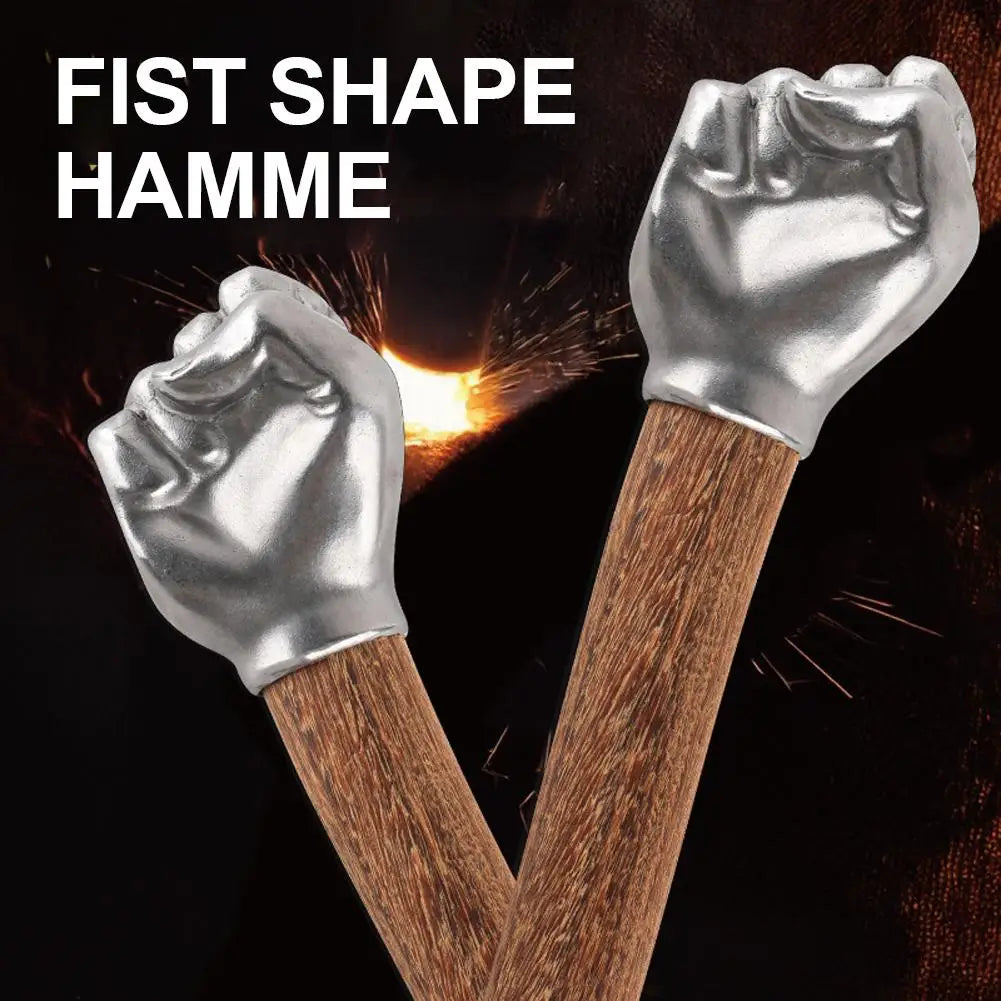 NEU Edelstahl Faustform Hammer Holzgriff für kreatives Zuhause Outdoor Camping Nagelhammer dekoratives Ornament Geschenk