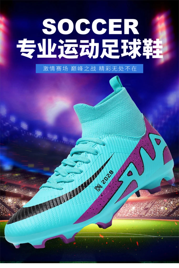 Chaussures de football roses tendance pour hommes, légères et professionnelles, chaussettes intégrées, chaussures de football pour hommes, antidérapantes, originales, baskets de football pour l'extérieur