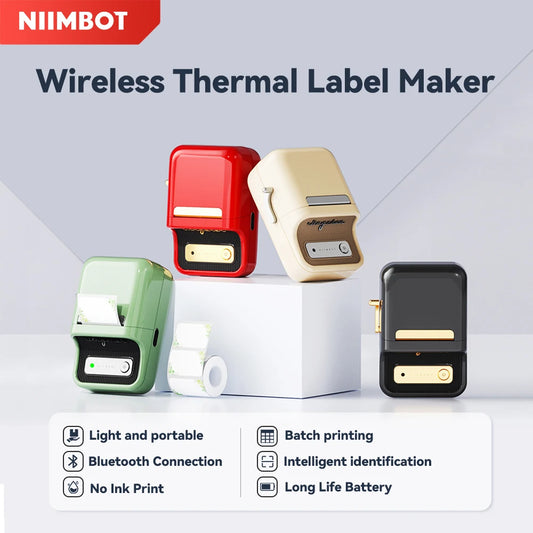 Niimbot B21 Etikettendrucker Preisschild Tragbarer Thermodrucker mit weißen/transparenten/farbigen/runden Etiketten für Bäckereien/Unternehmen