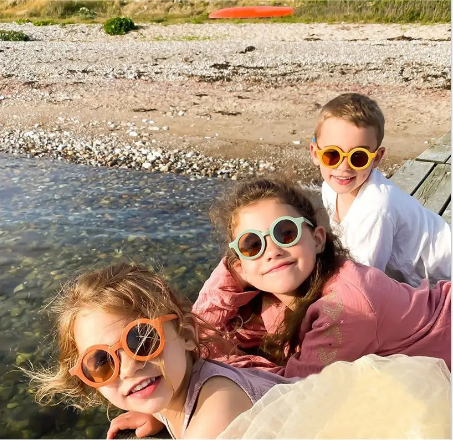 Accessoires pour bébé Nouvelle Lunettes de soleil Rétro pour bébé Couleur unie Anti-ultraviolets Lunettes rondes pour enfants UV400
