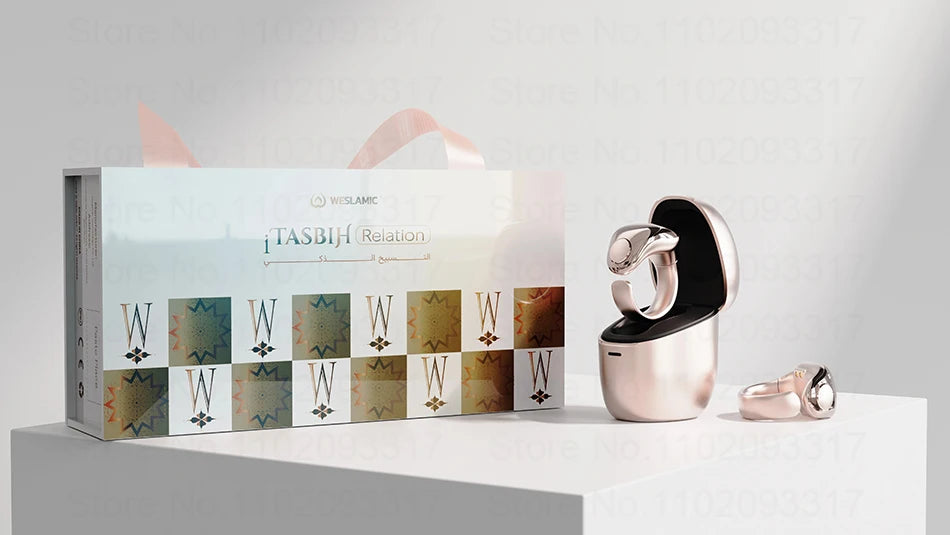 Weslamic Itasbih Faith Zikr Ring Lobpreis Intelligenter Digitaler Zikr Zähler für Muslime Gebetszeit mit Ladebox Vibrationserinnerung