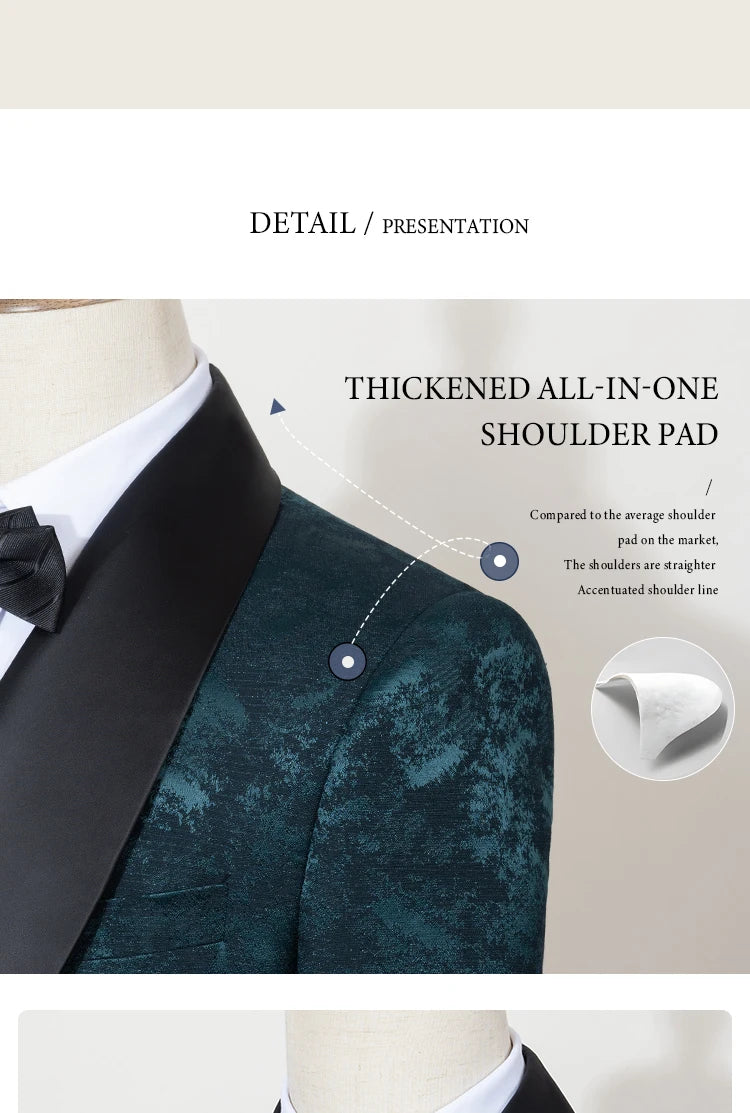 Luxus 2-teiliger Anzug Herren Party Outfit High-End Zweireiher Business Casual Anzug Bräutigam Hochzeitskleid Schalkragen