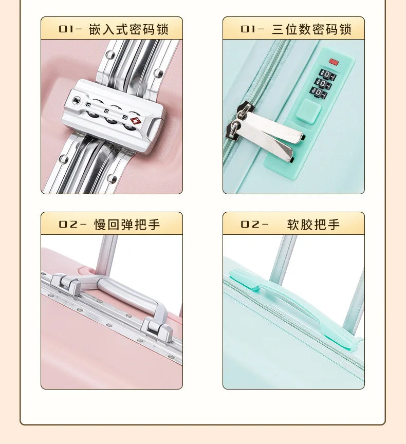 Nouvelle valise trolley universelle à roulettes 18 pouces 2024, sac de maquillage cabine pour hommes et femmes