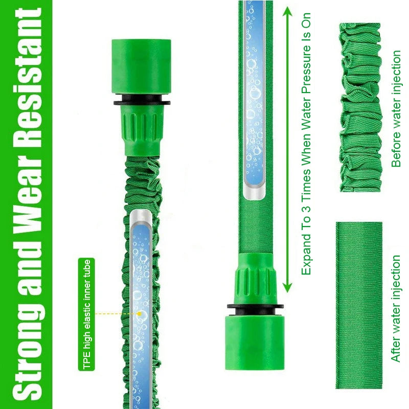 Tuyau d'arrosage extensible magique 25-200 pieds, conception légère, matériaux durables, 7 fonctions de pulvérisation d'eau, outils d'arrosage pour jardin et maison