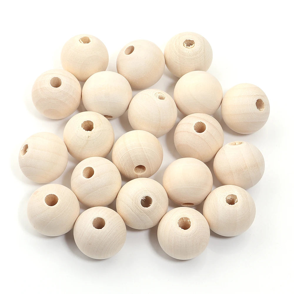 30-100 pièces/lot Perles rondes en bois couleur bûche 6/8/10/12/14/16/18/20/25/30mm Perles entretoises lâches pour accessoires de fabrication de bijoux DIY