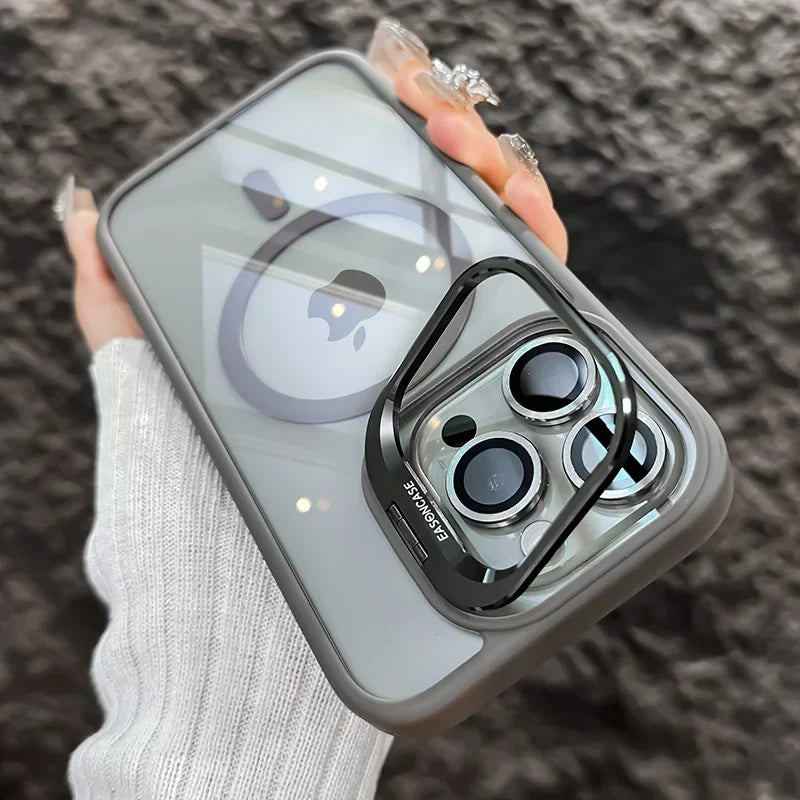 Luxuriöser Metallringhalter Hochtransparente stoßfeste Handyhülle für iPhone 16 15 14 13 12 11 ProMax Objektivschutzfolie