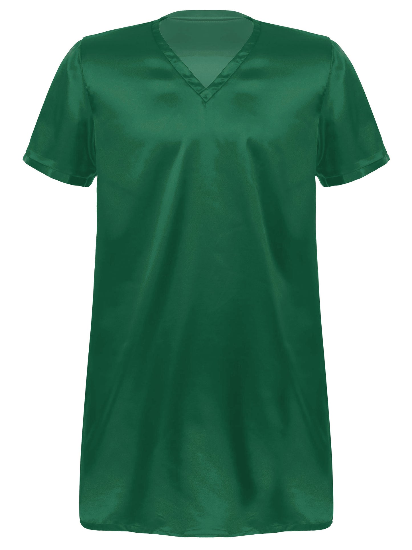Damen Herren Seidensatin Pyjamas Schlafanzug Kurzarm Nachthemd Kimono Bademantel Schlafrock Morgenmantel Sommer Nachthemd Homewear