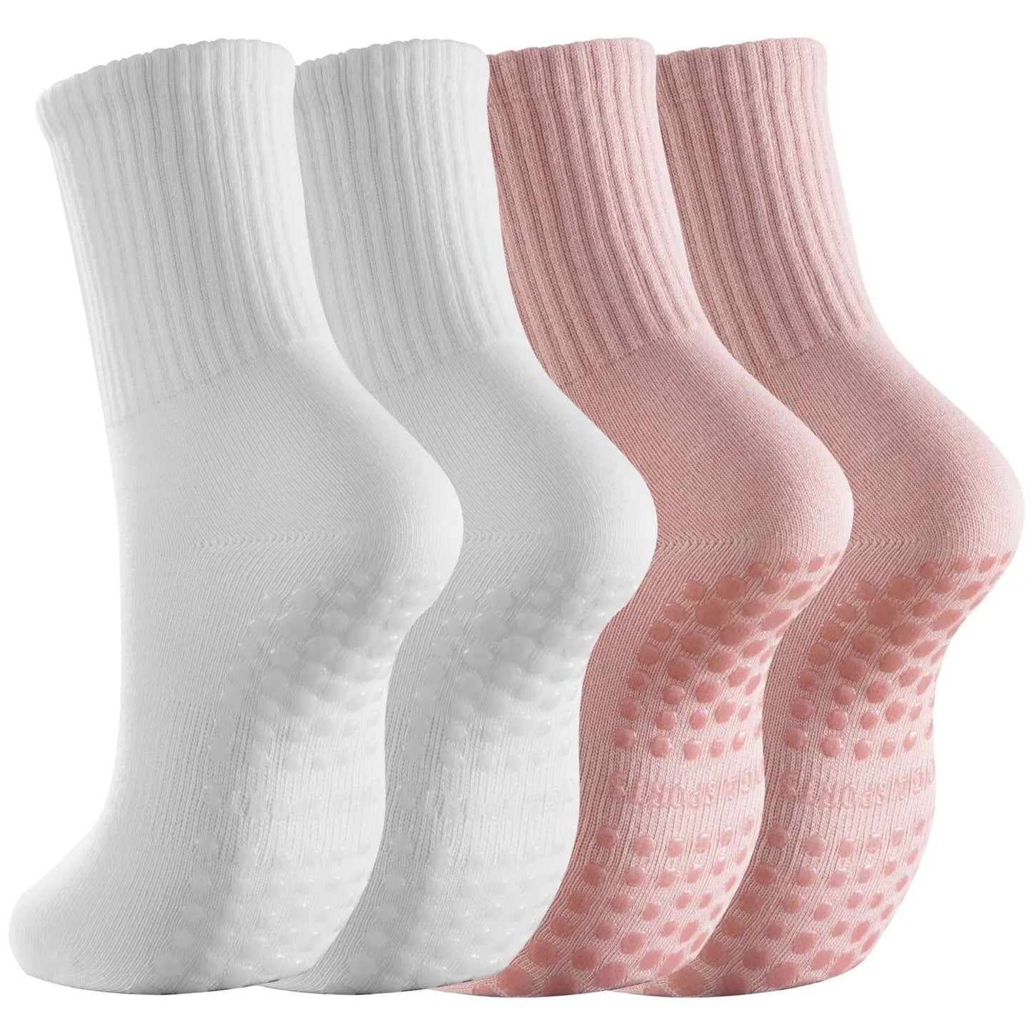 RMSWEETYIL 2 Paar Pilates Yoga Socken mit Noppen für Damen, rutschfeste Griffsocken für Tanz, Ballett, rutschfeste Übungs-Klebesocken für Damen