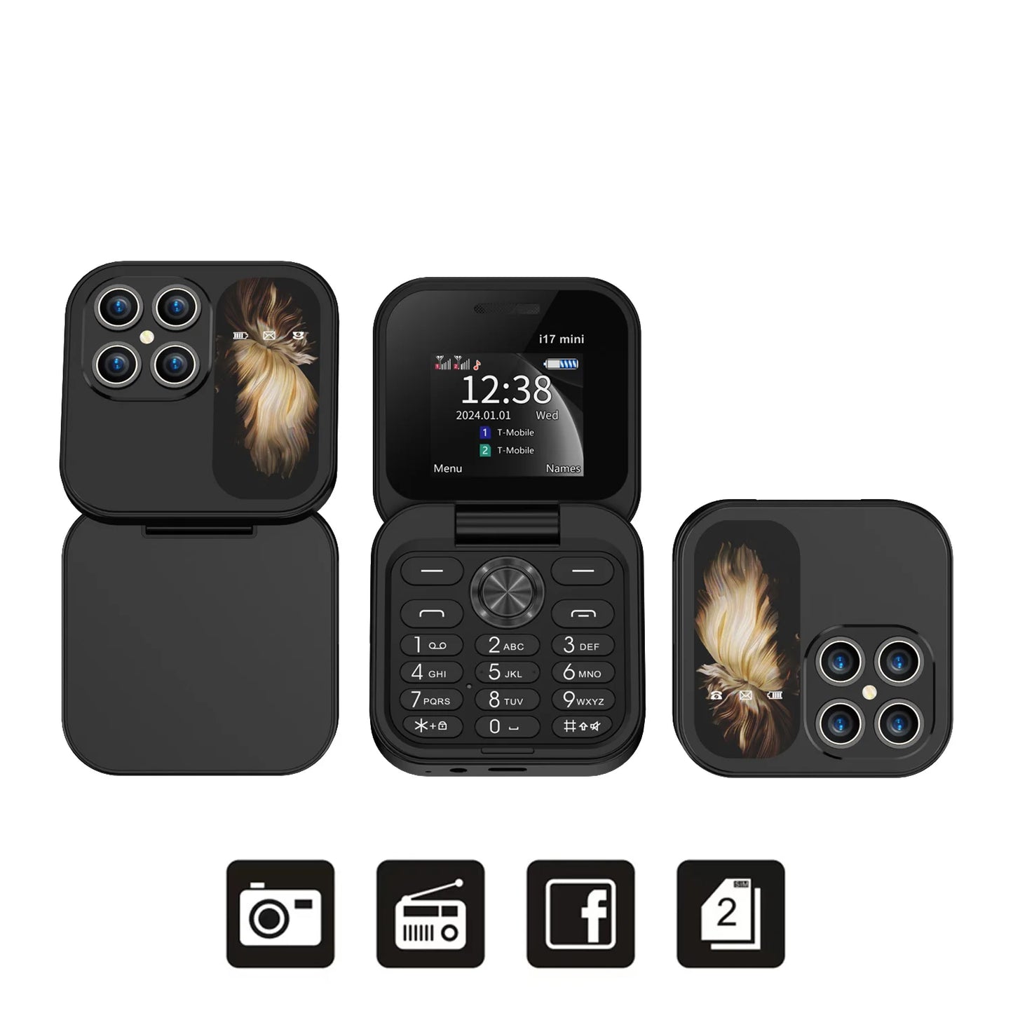 Téléphone portable à clapet SERVO i17Mini 2G, petit, à double carte SIM, à numérotation rapide, avec fonction Magic Voice, MP3, lampe de poche, mini téléphone pliable, radio FM, offre spéciale 2025