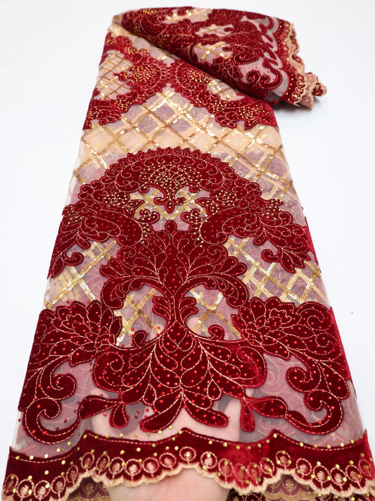 Wholesale Fashion African Velvet Lace Fabric 2025 High Quality Women Party Sequin Embroidery Nigerian Lace Materials