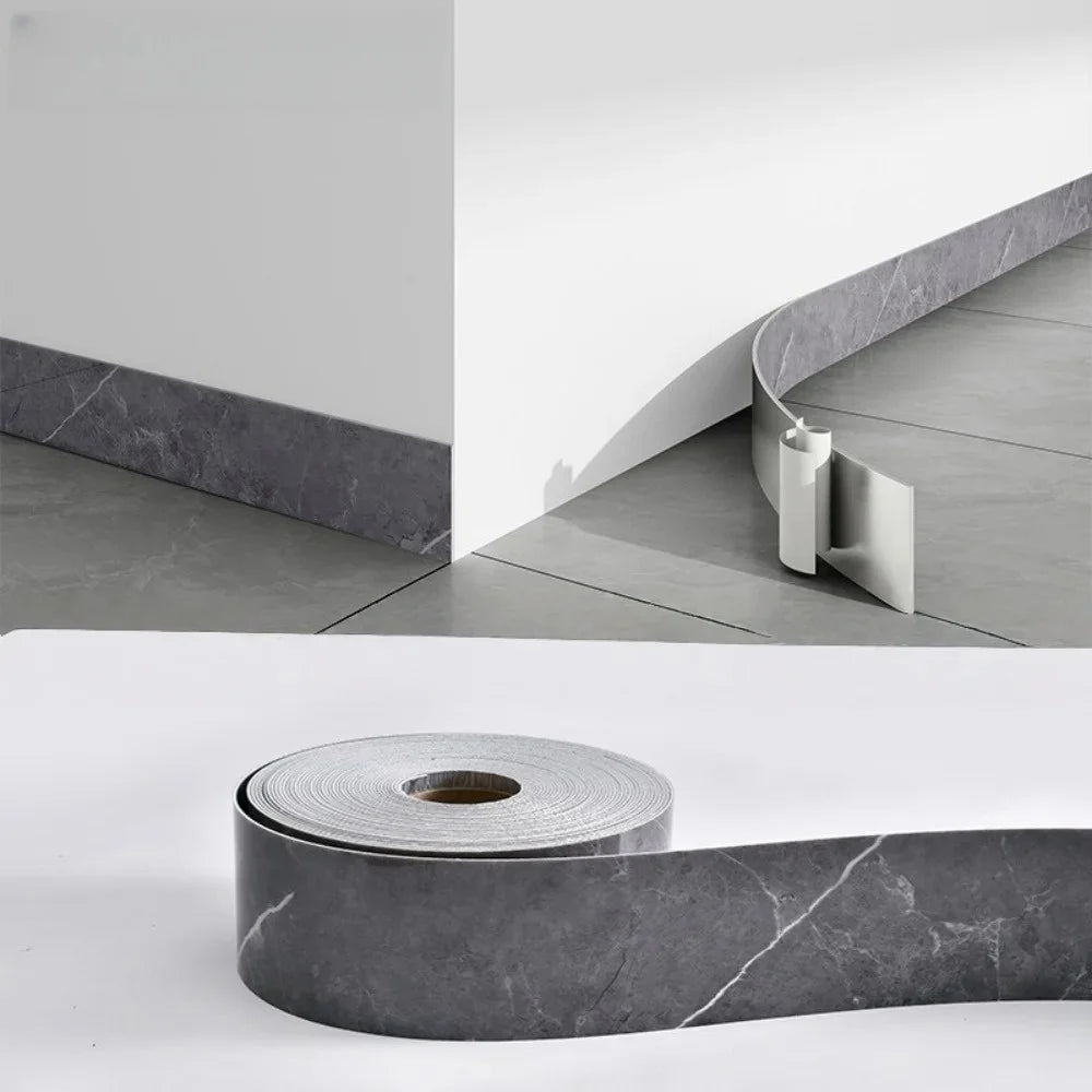 1 Stück 10 cm x 5 m PVC selbstklebender Marmor-Sockelleistenaufkleber - wasserdichter Fußleistenschutz für Eckfensterbänke zu Hause