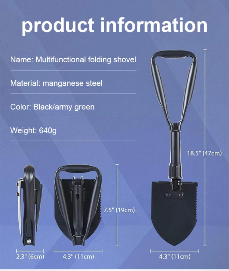 Outdoor 3-in-1 Klappschaufel, tragbare Multifunktions-Camping-Schaufel mit Tasche zum Wandern, Offroad-Fahren, DIY-Projekte zu Hause