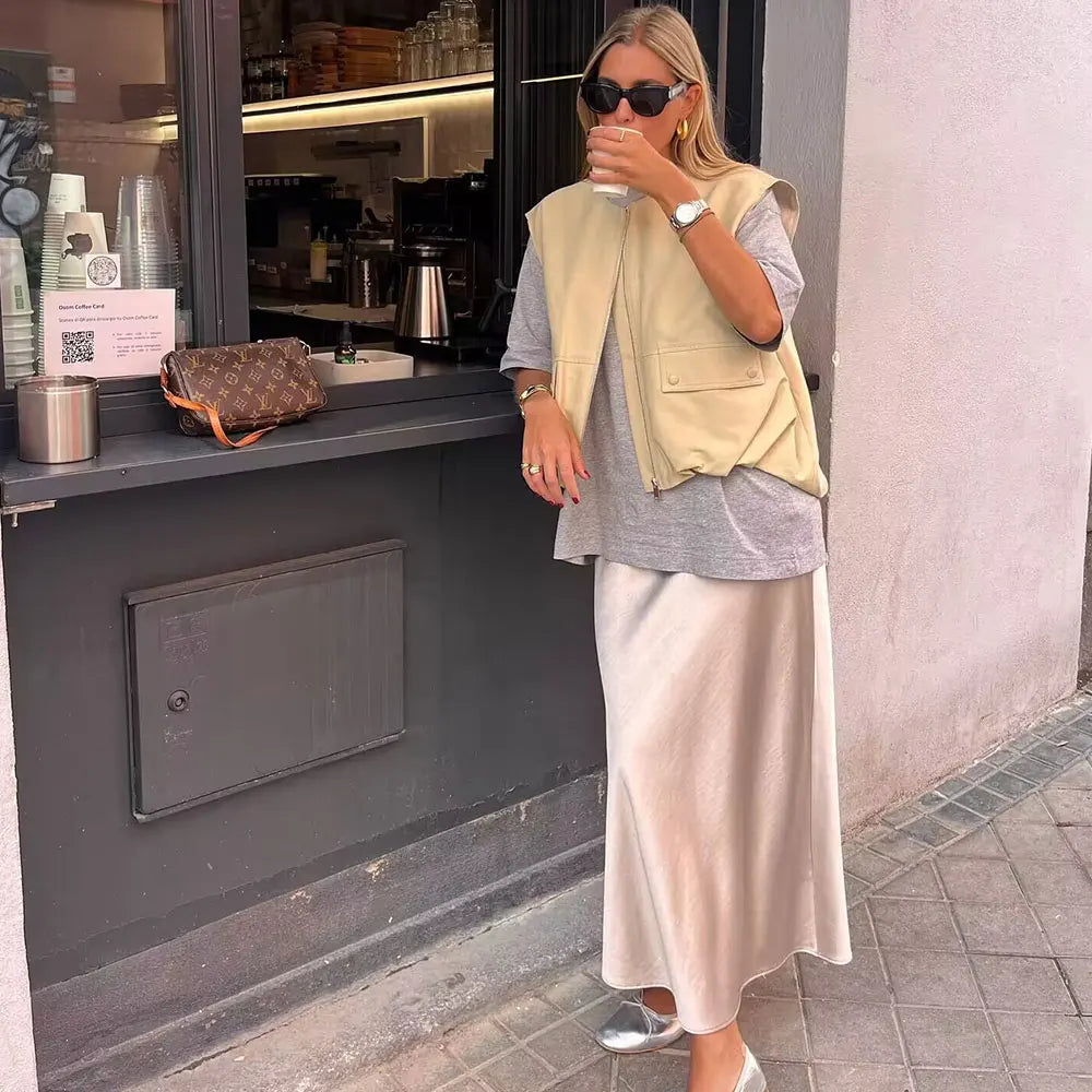 DUOPERI Damen Mode Lockere Ärmellose Weste O-Ausschnitt Weibliche Schicke Freizeit-Oberteile Tank-Top