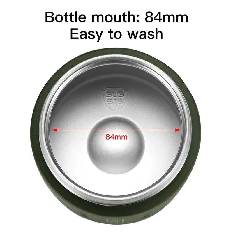 FEIJIAN 500ml Tragbare Vakuumflasche Essen Thermoskanne 316 Edelstahl Einfache Vakuumisolierte Lebensmittelbox mit Löffel Kinder Lunchbox