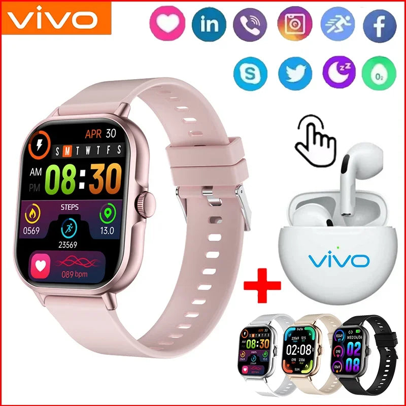 VIVO Smartwatch Android IOS Geschenk Bluetooth Anruf Smartwatch 2025 Touch-Zifferblatt Musik Fitness Tracker Sportuhren + Kopfhörer NEU