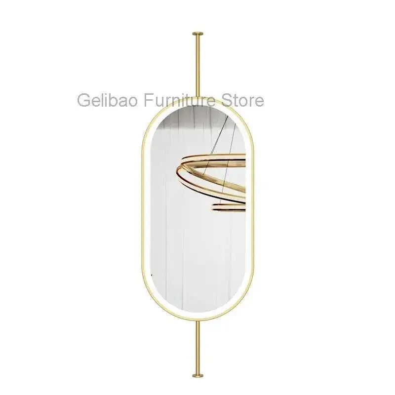 Miroir ovale de salle de bain en métal doré, miroir mural créatif avec LED, miroirs décoratifs, accessoires de décoration intérieure