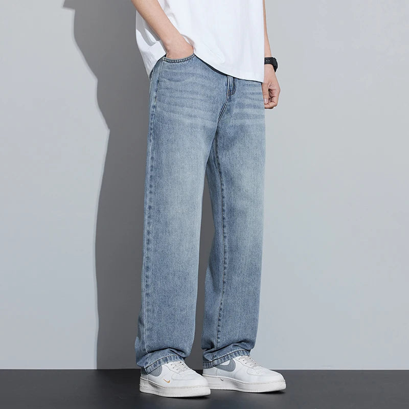 2025 Frühjahr/Sommer Neue Herren Lyocell Loose Jeans Sommer Dünn Atmungsaktiv Straight Leggings Retro Business Casual Mode Koreanisch M