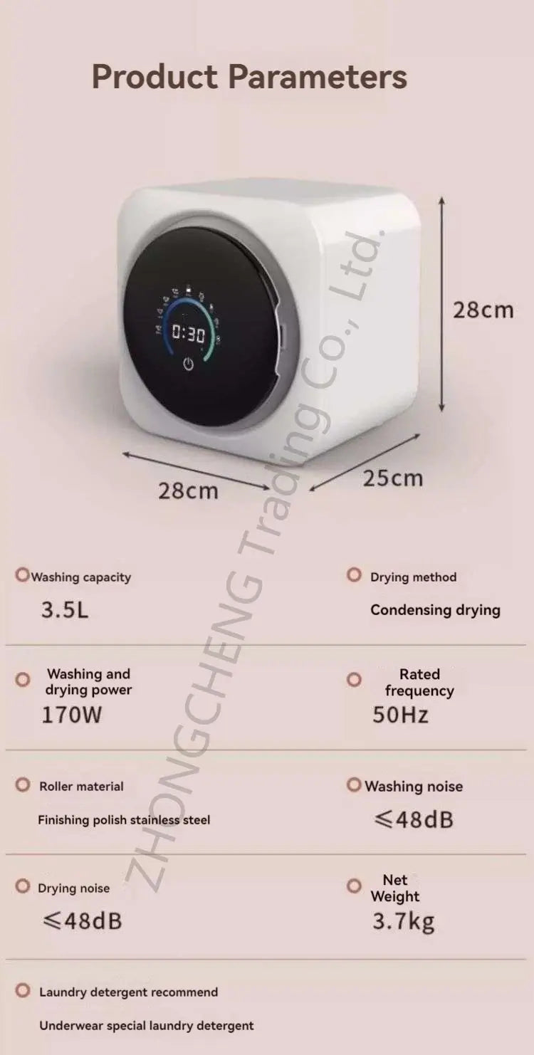 Small automatic wall-mounted smart underwear washer and dryer, suitable for both home and car use, 220V.