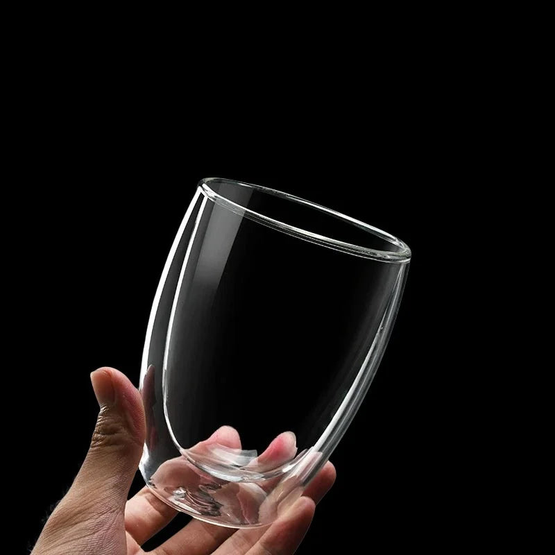 150/250/350/450ml Double Wall Coffee Mugs High Borosilicate Glass Heat Resistant Milk Juice Water Cup Espresso Shot Glasses