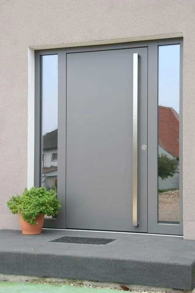 Portes principales prix usine pour la sécurité domestique, portes en aluminium au design moderne avec verre trempé pour villa, porte d'entrée personnalisée