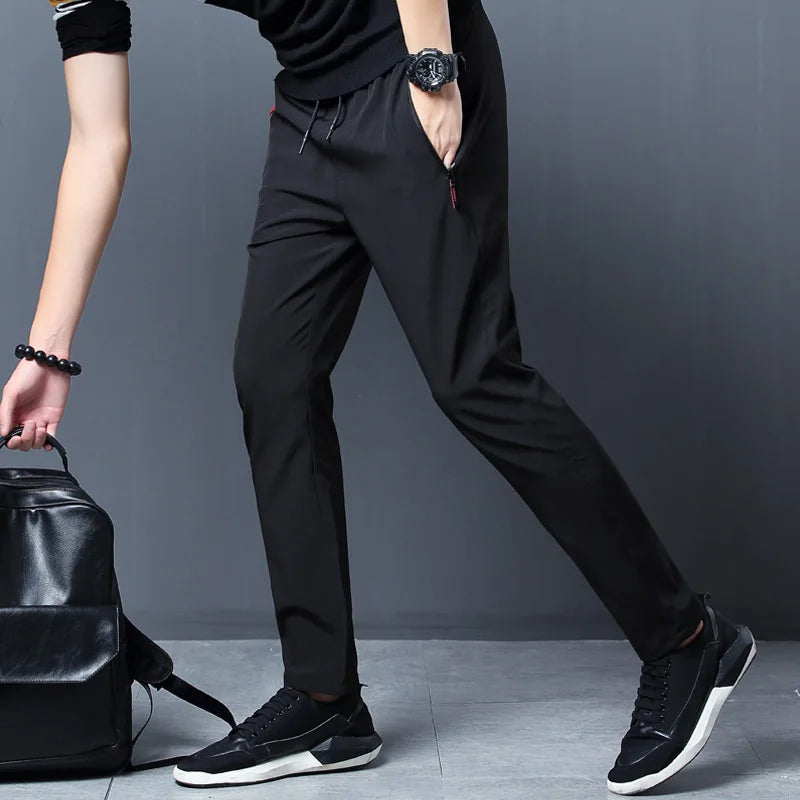 Sommer Herren Eisseide schnelltrocknende Freizeithose schmal geschnitten koreanische Version Eisseidehose Sporthose gerades Bein schnelltrocknend p