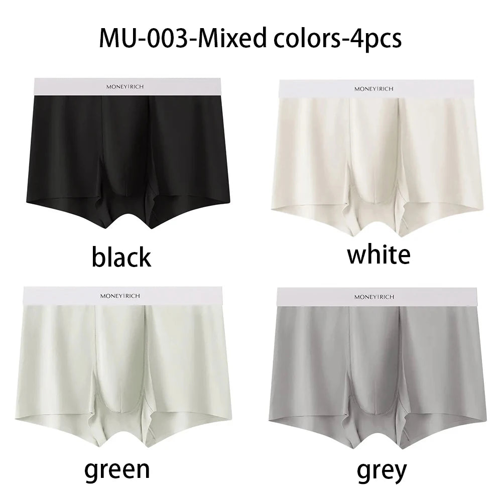 Herren 4er-Pack Feuchtigkeitsableitende, schnelltrocknende, nahtlose, antibakterielle Boxershorts mit hoher Elastizität, rutschfeste Sportunterwäsche