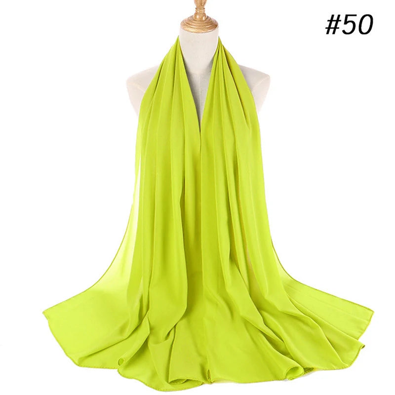 Hijab musulman en mousseline pour femmes, écharpe en mousseline bulle, voile pour femmes, musulmanes, islamiques, de couleur unie, malaisiennes, écharpes foulard musulman