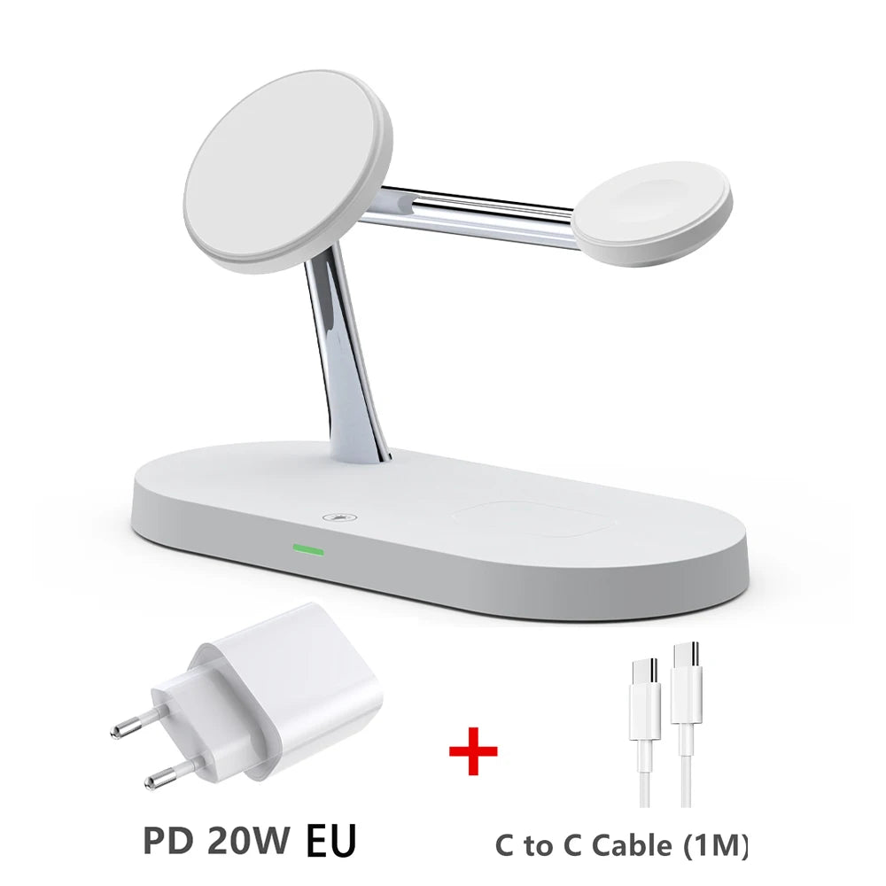 3-in-1 Magnetisches kabelloses Ladegerät für iPhone 16 15 14 13 12, Schnellladestation für Apple Watch 10 9 8 7 6 5 4, Airpods 2 3 Pro