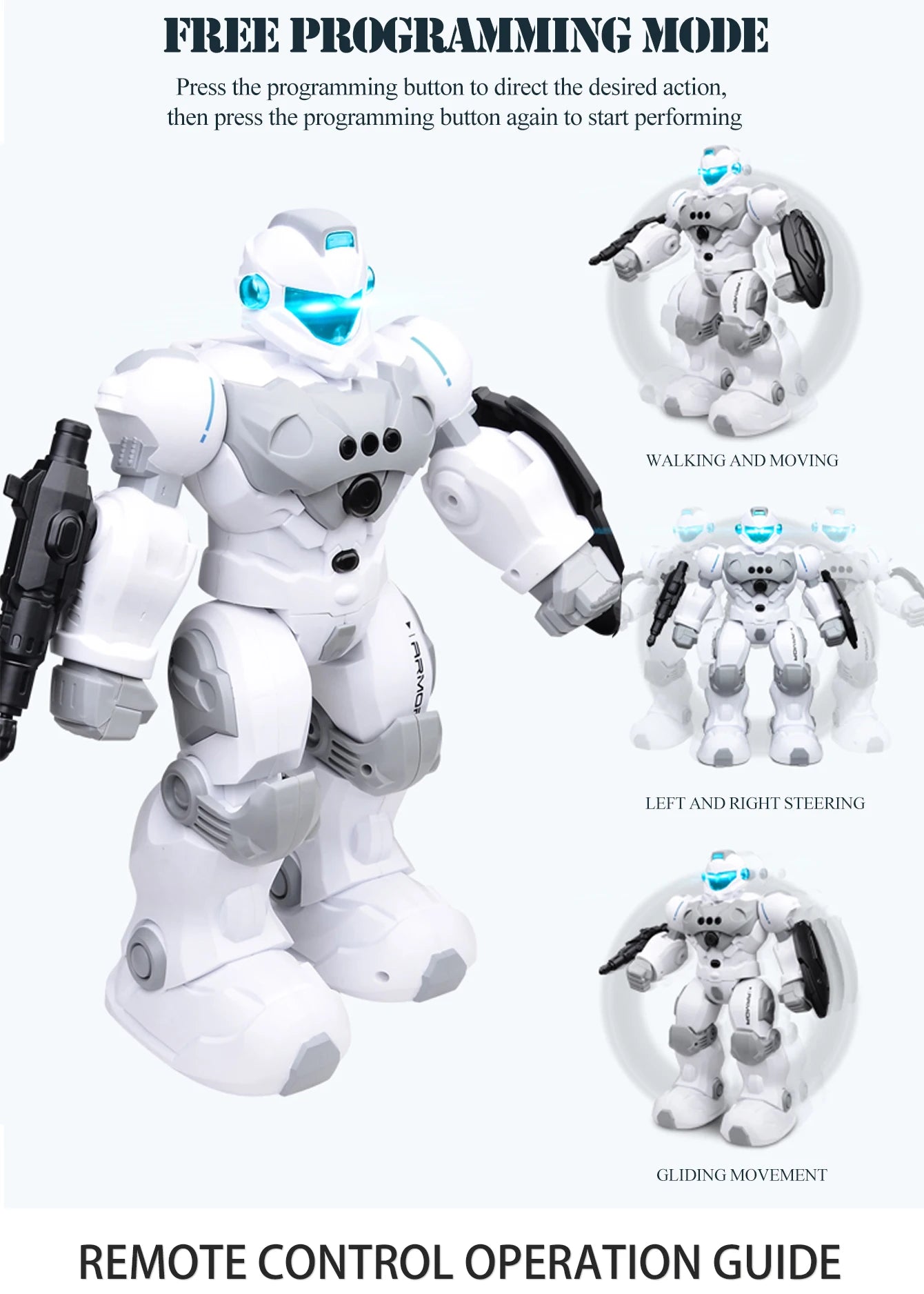 2.4G Remote Controlled Robot, Intelligent Programming Gesture Sensing, Dancing Singing Puzzle Toys Excluding regular batteries