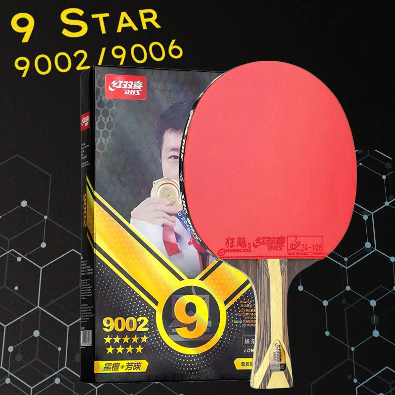 Raquette de tennis de table professionnelle DHS 9 étoiles, 5 plis bois 2 ALC, raquette de ping-pong offensive avec revêtement collant Hurricane