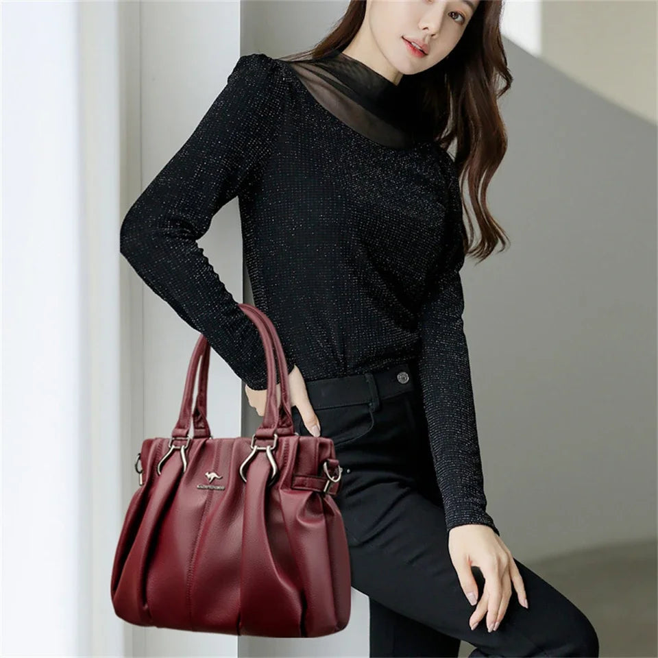 Sac cabas décontracté en cuir véritable, sacs à main de luxe pour femmes, sacs à main de marque, sacs à main en cuir souple de haute qualité pour le travail
