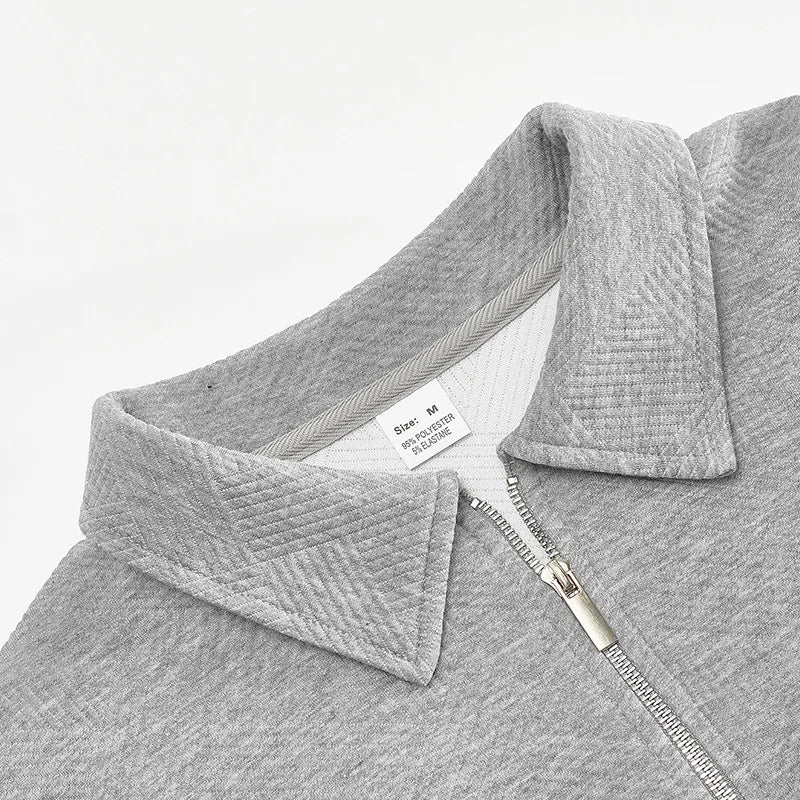 24 grenzüberschreitendes beliebtes Herbst-Langarm-Revers-Reißverschluss-Herren-Freizeit-Poloshirt