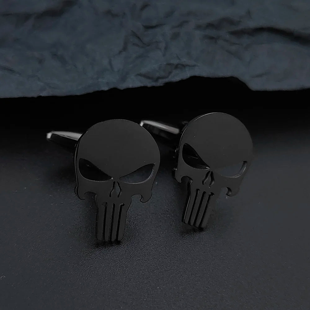 Trendy skull metal suit cufflinks, men's personalized stainless steel badge, jacket/backpack decorations.