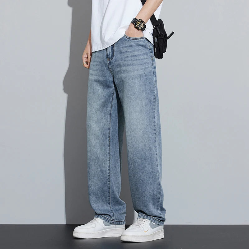 2025 Frühjahr/Sommer Neue Herren Lyocell Loose Jeans Sommer Dünn Atmungsaktiv Straight Leggings Retro Business Casual Mode Koreanisch M