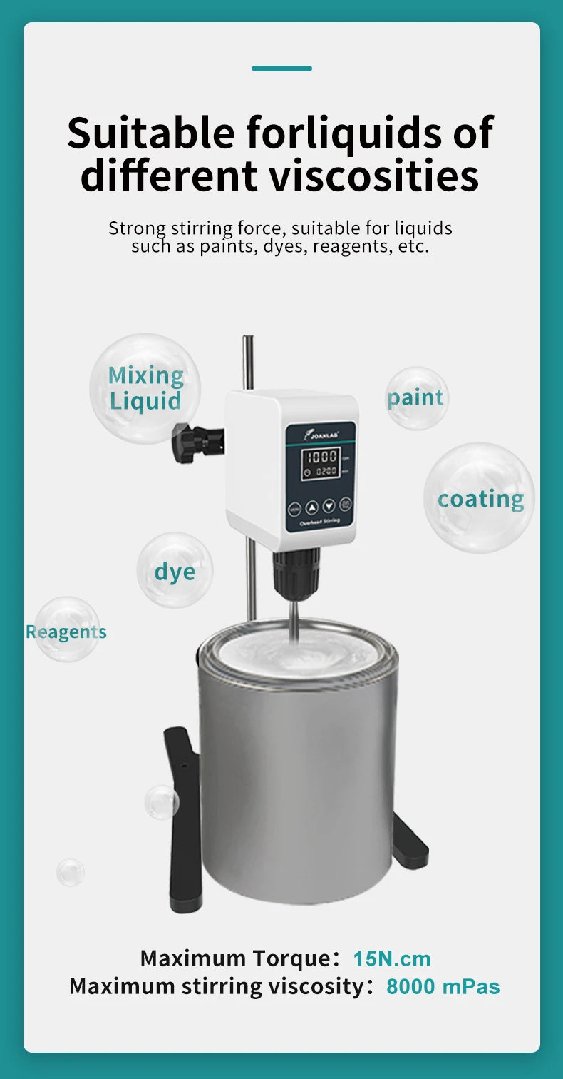 JOANLAB Rührer Labor Digitalanzeige Überkopfrührer Elektrischer Mischer Laborgeräte 5/10L 1200rpm 110/220V OS-10S