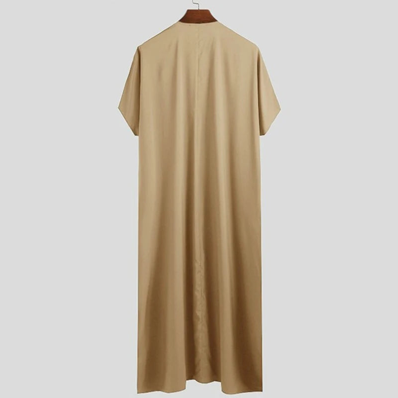 Robe musulmane à manches courtes pour hommes, caftan, vêtements musulmans amples décontractés, vêtements islamiques arabes d'été, caftan, pays du Moyen-Orient