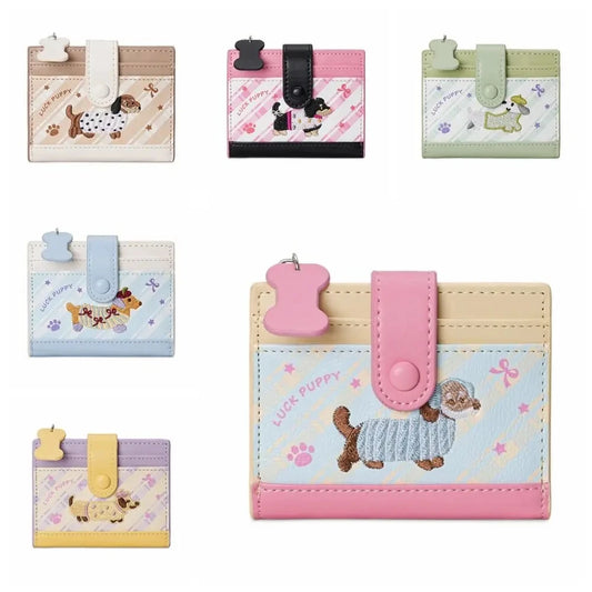 Casual Korean Style Embroidery Sausage Dog Cute Small Wallet Purse Cartoon Card Bag Multi Slot Short Clutch Coin Pouch