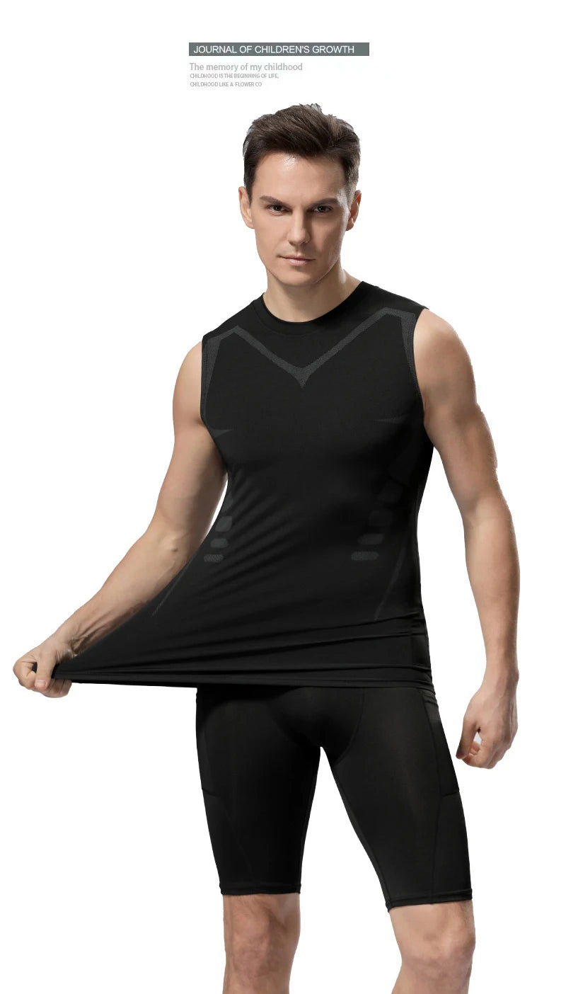 Kompressions-Tanktop Herren Gym-Shirt Ärmellos Schnelltrocknend Bedruckte Sportbekleidung Herren Fitness Bodybuilding Weste Workout Muskel-Top