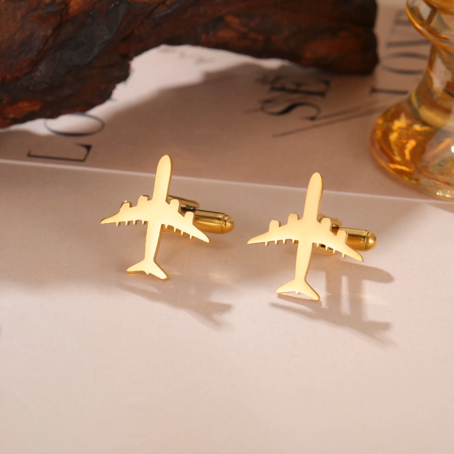 Boutons de Manchette Avion Cazador pour Homme Accessoires Cadeau Pilote Boutons de Manchette de Chemise en Acier Inoxydable Vente en Gros Mariage Anniversaire Tendance