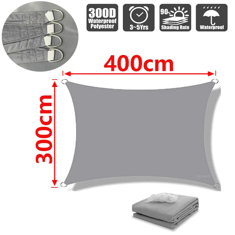 Sonnensegel für den Außenbereich, 300D Polyester, wasserdicht, UV-beständig, für Terrasse, Carport, Garten usw.