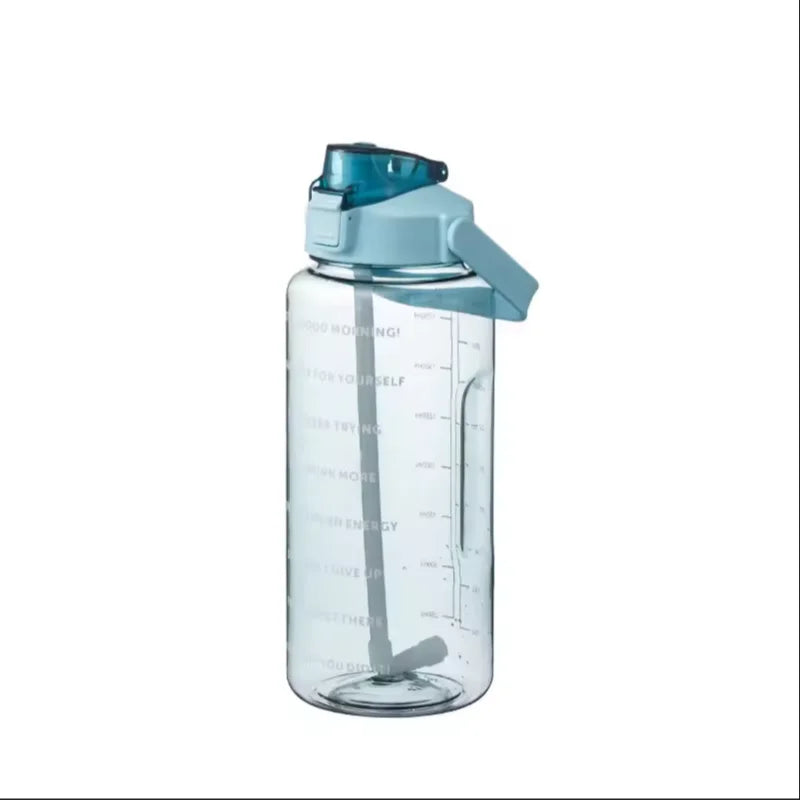 Bouteille d'eau en plastique de 2 litres avec paille, grande bouteille portable de voyage, tasse de sport fitness grande valeur, grosse tasse universelle pour adultes