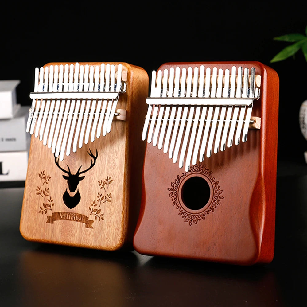 Kalimba Musikinstrument Daumenklavier 17 Tasten Mahagoni Holz Fingerklavier Kombinationsgeschenke für Kinder Tragbares Mbira Fingerklavier